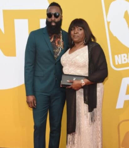 James Harden Sr. wife Monja Willis and son James Harden in an event.